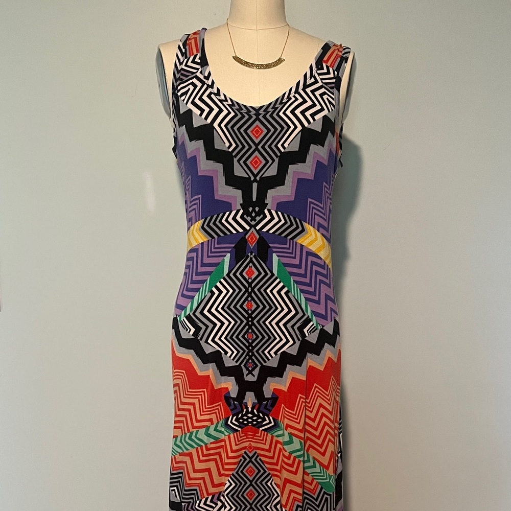 Calvin Klein Multicolor Geometric Print Sleeveless Maxi Dress Size 6